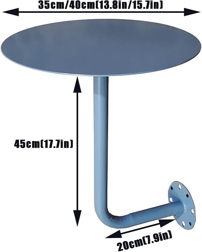 Wall-Mounted Small Round Table for Cafe, Dessert Shop & Home - 3.0MM Thick Iron Metal Anti-Deformation, Space-Saving(Grey,40x45x20cm)