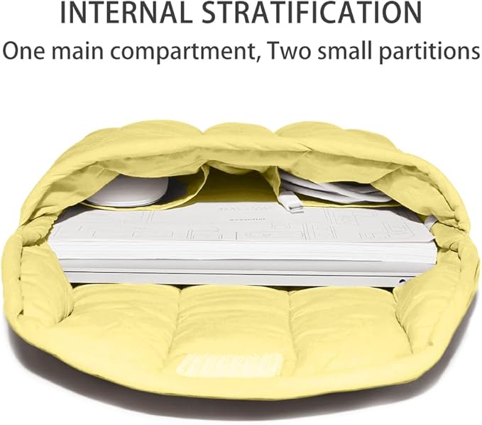 Puffy Laptop Sleeve 13-14 Inch Yellow, Protective Carrying Case for Men and Women, Cute Case Bag Compatible with 13 and 14 Inch Laptops, for MacBook Air M2, Asus/Dell Xps in Cover