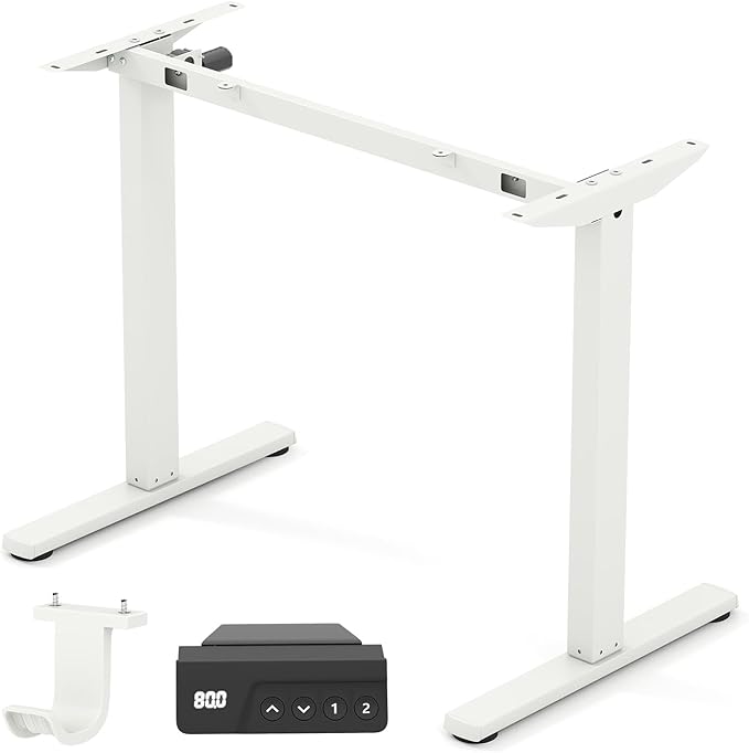 Tangkula Electric Standing Desk Frame, Height Adjustable Computer Desk Base with LED Display & 2 Memory Positions, Ergonomic Home Office Sit Stand Desk Legs for 40"-48" Tabletop (White)
