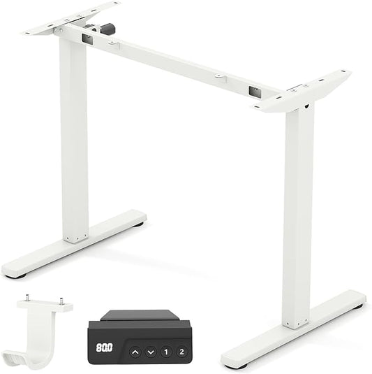 Tangkula Electric Standing Desk Frame, Height Adjustable Computer Desk Base with LED Display & 2 Memory Positions, Ergonomic Home Office Sit Stand Desk Legs for 40"-48" Tabletop (White)
