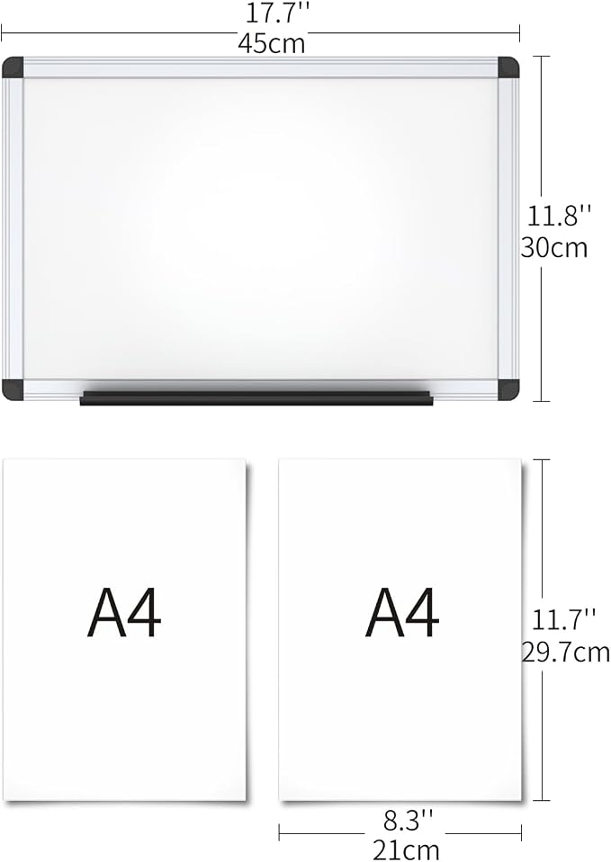 VIZ-PRO Magnetic Whiteboard/Dry Erase Board, 18 X 12 Inches, Includes 1 Eraser & 2 Markers & 4 Magnets