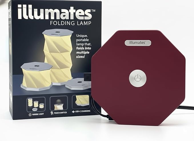 Origami Expanding Foldable LED Desk Lamp – USB Rechargeable & Portable - Dimmable Touch Control Light with Adjustable Height up to 5 1/2 for Office, Bedside - Sleek & Modern Design (NYC City Scape)