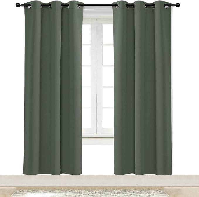 NICETOWN Dark Mallard Blackout Drape 72 inches Long for Nursery Home Fashion Thermal Insulated Blackout Room Darkening Curtain/Drapery with Ring Top (Single Panel, 42 inches)