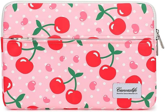 Canvaslife Pattern 13 inch Canvas Laptop Sleeve with Pocket 13 inch 13.3 inch Laptop 13 case13 Sleeve (Cherry)