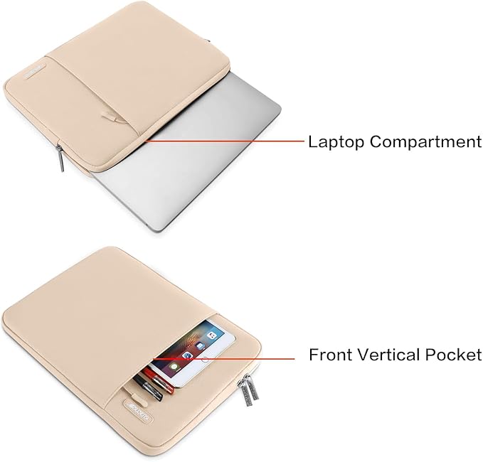 MOSISO Laptop Case 15 inch, 15 inch Laptop Sleeve Compatible with MacBook Air M5 A3448 M4 A3241 M3 A3114 M2 A2941 2026-2023, Dell XPS, Polyester Vertical Computer Sleeve Bag with Pocket, Apricot
