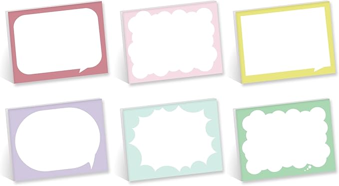 Word Bubble Sticky Note Assortment / 4" x 3" Vibrant Repositionable Sticky Notes/Set of 6 Colorful Speech Bubble Pads/Made in The USA