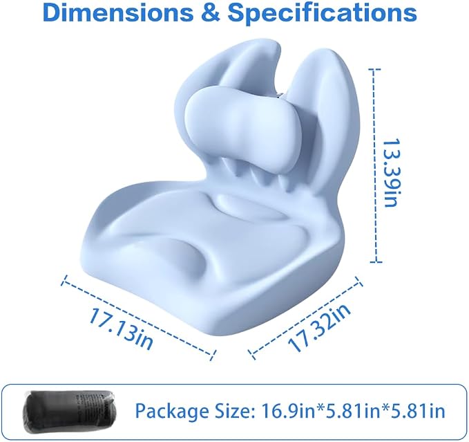 Adjustable Memory Foam Lumbar Cushion - Ergonomic Lower Back Support Pillow with Cotton Cover, Mid-Height Customizable Design for Office Chair, Car Seat, Long Sitting (Blue, Large)