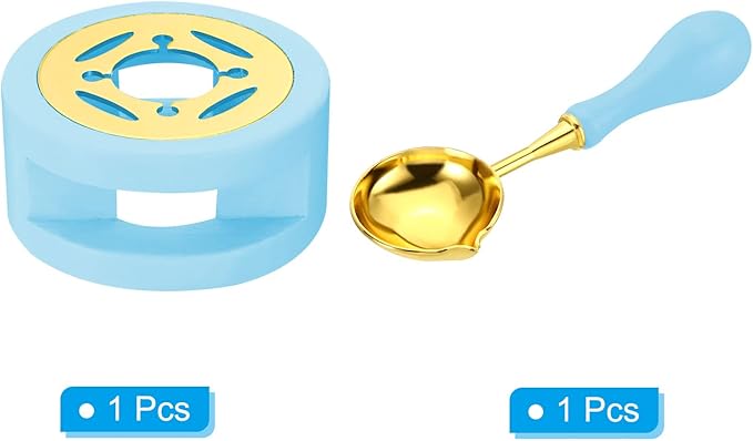 PATIKIL Wax Seal Kit, Wax Seal Warmer with Melting Spoon Retro Melt Stove Pot Furnace Tool for Wax Sealing Beads Stamp Letter Envelope, Sky Blue