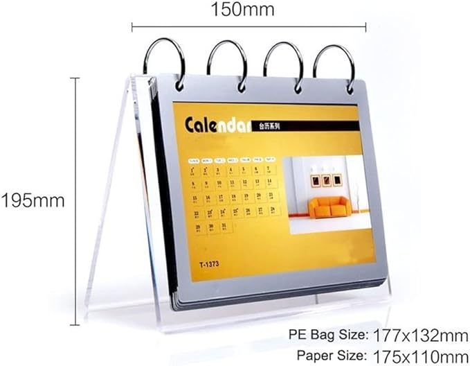 Acrylic Calendar Organizer Photo Sign Menu Stands Desk Tabletop Flip Album with PVC Pocket Display Newly Calendar Photo,4x6inch, 7 Pockets-14 Sides, Clear