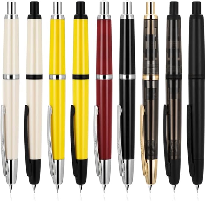 Jinhao 20 Press Fountain Pen, Dark Blue Retractable Fine Nib with Ink Converter Set (Silver Clip)