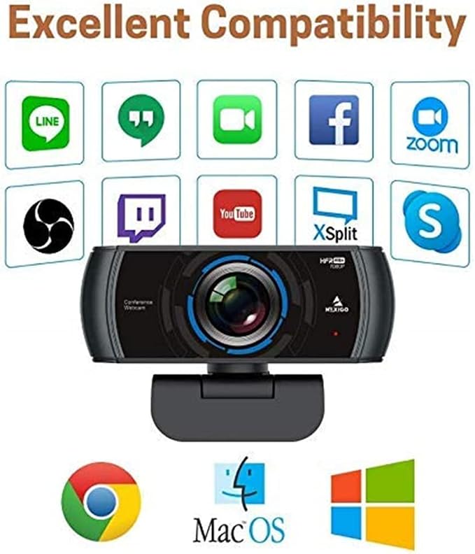 NexiGo N980P 1080P 60FPS Webcam with Microphone and Software Control, USB Computer Camera, Built-in Dual Noise Reduction Mics, 120° Wide-Angle for Zoom/Skype/FaceTime/Teams, PC Mac Laptop Desktop