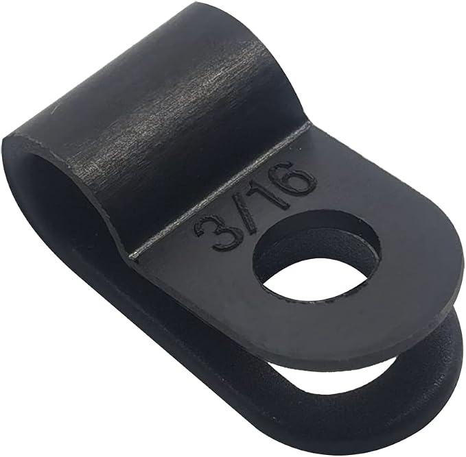 Cable Clamp R-Type Cable Clip Wire Clamp 3/16" Nylon Screw Mounting Cord Fastener Clips with Screws for Wire Management - Black - 50 Pcs