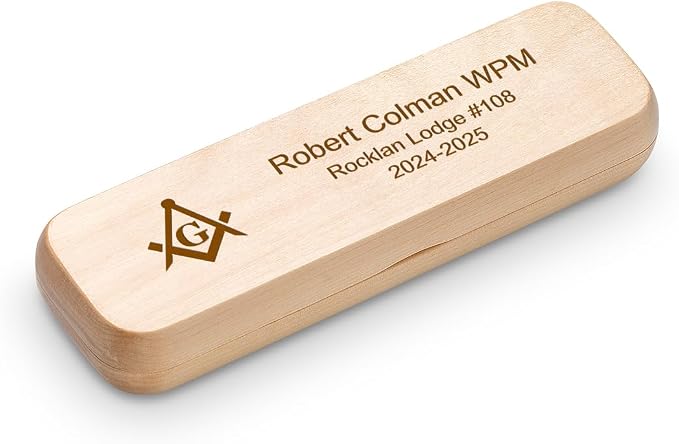 Executive Gift Shoppe | Masonic Theme Laser Engraved Maple Wood Double Pen and Box Set