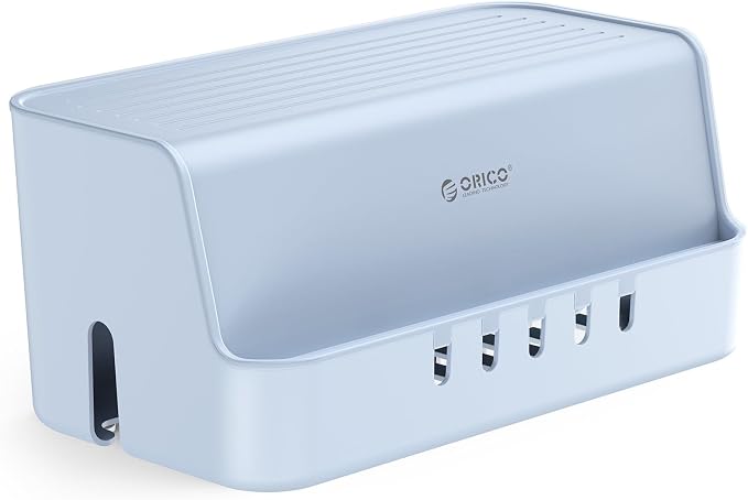 ORICO Cable Management Box with Phone Stand Lid, Large Cord Organizer Case for Hiding Power Strips & Surge Protectors, Heat Dissipation Desktop Wire Hider for Home, Office, School - PB02