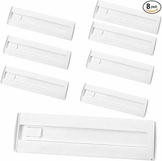 8 Pack Drawer Dividers for Clothes, 3.15" High 11.34"-19.69" Adjustable Expandable Dresser Drawer Organizer, Clear Plastic Separators for Dresser, Baby Clothing, Underwea