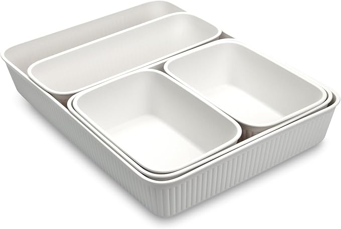 TATAY Drawer Organiser A6 Baobab, Polypropylene, BPA Free, White. Measures 11.3 x 17 x 5.6 cm