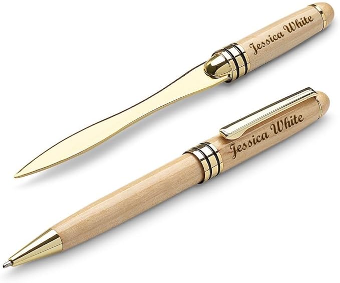 Executive Gift Shoppe | Elegance Collection Personalized Maple Wood Pen & Letter Opener Set with Custom Engraving