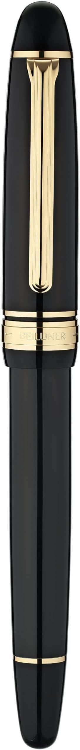 BEILUNER 319 Piano Black Lacquer Rollerball - Stunning Luxury Pen with 24K Gold, Heavy, Schneider Black Ink Refill, Best Gift Set for Men & Women, Professional, Executive Office, Fancy Classic Pens