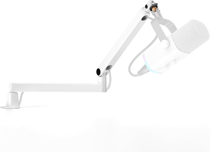 InnoGear 2026 Upgraded Microphone Boom Arm, Magnetic Cable Management Low Profile Mic Stand 360° Rotatable Desk Mount for Fifine AM8 K669B Blue Yeti HyperX QuadCast SoloCast AT2020, White