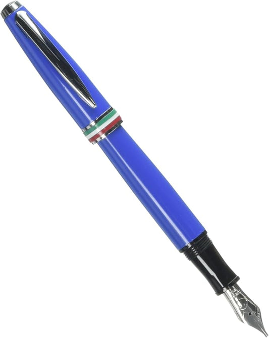 Monteverde USA Aldo Domani Italia Fountain Pen Exotic Blue - Stub Nib - Luxury Writing Pen - Italian Design - JoWo Stainless Steel Nib - Smooth Ink Flow - Refillable - Gift Box Included