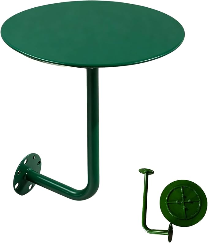 Round Coffee Table for Indoor/Outdoor, Wall Mounted Counter Height Bistro Pub Table, Modern Wall Dining Desk L-Type BistroTray with Metal Leg(Green,35cm/13.7inch)