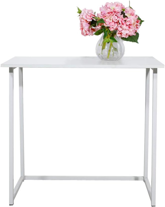 Simple Collapsible Computer Desk,Folding Computer Desk for Small Spaces,Space-Saving Home Office Desk, Laptop Table, Writing Desk, Compact Study Reading Table,White