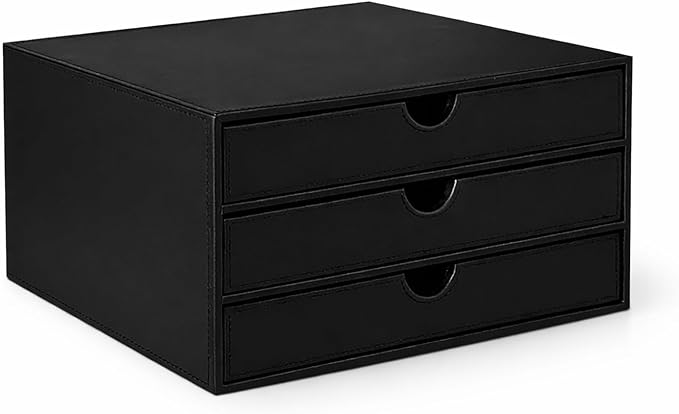 UnionBasic Document Organizer, 3-Drawer File Cabinet Document Storage Box, Office Desktop Filing Organizer, Black