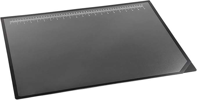 Artistic Logo Pad Engineering Desk Mat Pad for Desktop Organization & Document Protection, Printed Ruler Measurements, Black/Clear, 19" x 24"