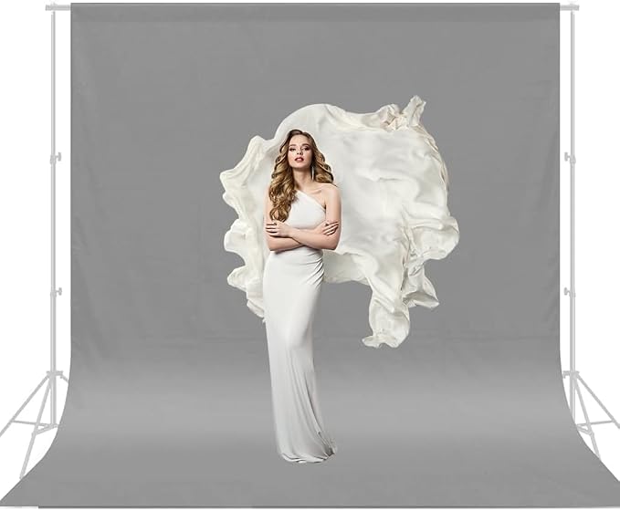 CPLIRIS Grey Backdrop for Photography, 10x20ft Gray Photo Backdrop Pure Polyester Grey Screen Curtain for Photoshoot