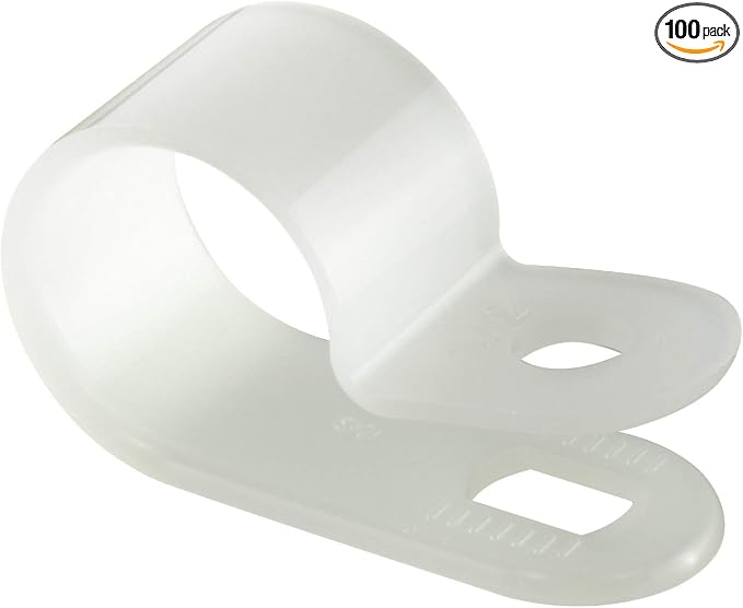 GTSE White Nylon Plastic Cable Clamps, 1/2" Screw Mounts for Cable, Rope, Tube Management, 100 Pack