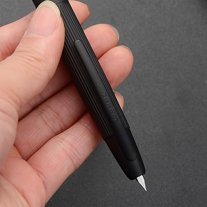 Jinhao 10 Retractable Fountain Pen, Brushed Matt Black F Writing Pen with Converter and Pen Box