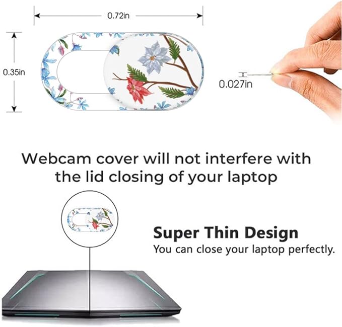 Laptop Camera Cover Slide Cute Flower 8 Pack, Webcam Cover Slide Phone Camera Cover, FadyRaye Ultra-Thin Computer Camera Cover Slide Blocker Fits Cellphone, Laptop, Desktop PC, Tablet
