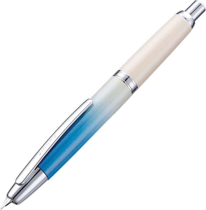 Jinhao 10 Press Fountain Pen with Box, Gradient Blue Retractable Extra Fine Nib with Ink Converter Limited Edition Set (Silver Clip)