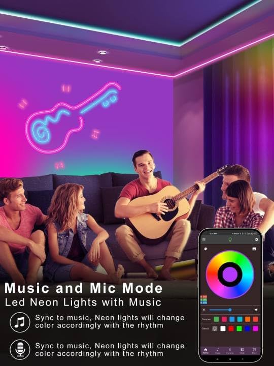 65.6ft RGB LED Neon Rope Lights with App, Remote Control, IP65 Waterproof Neon Light Strip Outdoor Indoor, DIY Design Flexible Led Strip Lights for Bedroom Essentials, Gaming Accessories