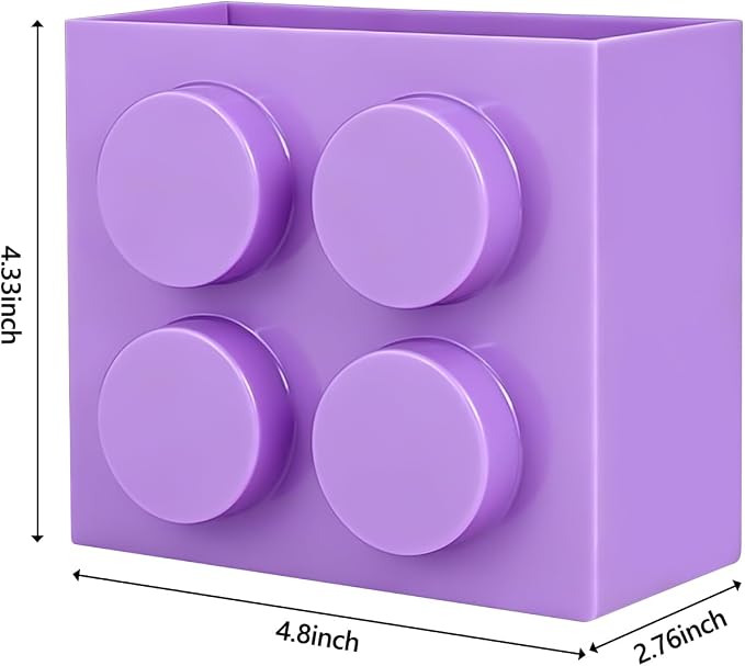 Magnetic Basket Organizer for Fridge - Lego-Style ABS Plastic Storage Box,No Drill Design for Kitchen Counter, Microwave & Whiteboard, Holds Up to 3.5 lbs (Light Purple)