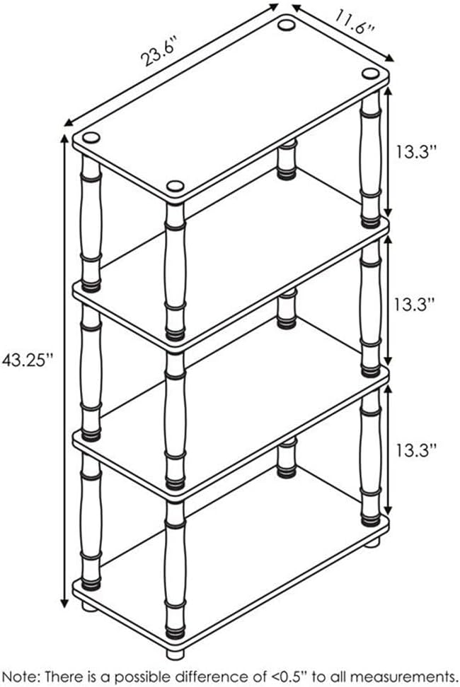 Furinno Turn-N-Tube 4-Tier Multipurpose Shelf Display Rack, Classic Tubes, Dark Cherry/Black | Book Shelf, Corner Shelf, Open Shelves, Classic Tubes, for Organization, Living Room, Home Office