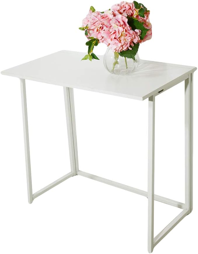 Simple Collapsible Computer Desk,Folding Computer Desk for Small Spaces,Space-Saving Home Office Desk, Laptop Table, Writing Desk, Compact Study Reading Table,White