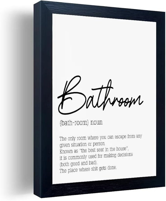 Boswaydeco Bathroom Decor Wall Art Black and White Bathroom Artwork Small Modern Toilet Rules Canvas Print for Guest Washroom