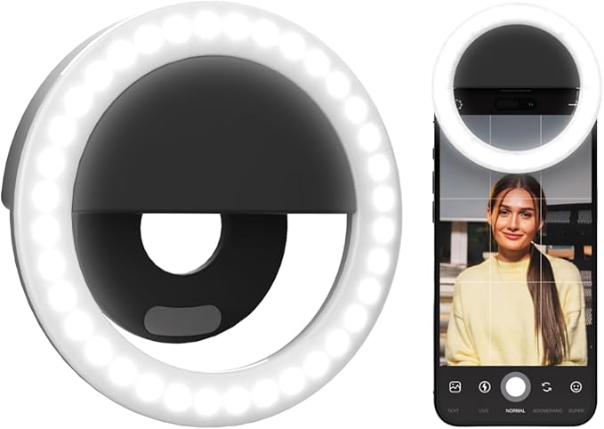 ARKON Mounts Rechargeable Phone Selfie Light | 40 High Power LEDs | Color Accurate | 3 Light Modes | Ring Light for Phone, Laptop, IPhone, IPad, Video