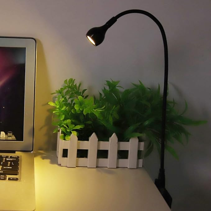 USB LED Desk Lamp Flexible Neck Portable Light for Home Office Study Silver Warm White 1W (Warm Light)