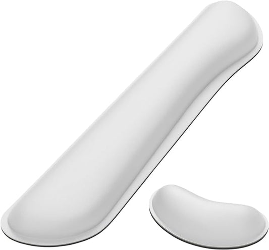 Dapesuom Enlarge Keyboard Wrist Rest, Memory Foam Wrist Cushion for Desk Mats Support, Cute Typing Pain Relief Keyboard Mouse Pad Rests Set with Non-Slip Base for Gaming Laptop Office, Ivory White