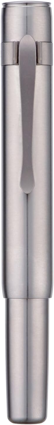 HONG DIAN M2 Titanium Mini Fountain Pen, Fine Soft Nib & Sleek Shape Metal Short Pocket Travel Pen (Titanium Gray)