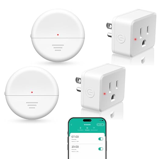 NineLeaf Wireless 260FT Motion Sensor WiFi Remote Smart Slim Outlet | App Control, Adjustable Sensing Mode, WiFi Auto Control Lights Fan Appliances, No Wiring,Garage,2Sensors 2Plugs