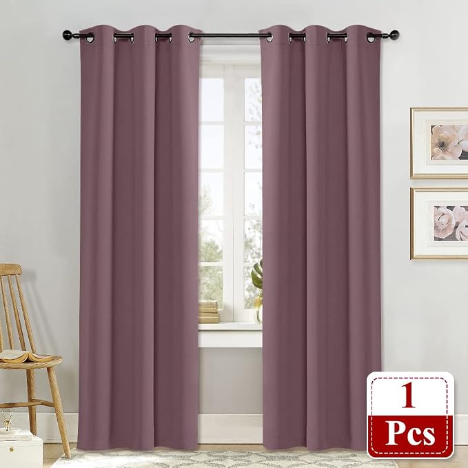 NICETOWN Dry Rose Blackout Room Darkening Drapery, Single Panel, 42 x 84-inch, Window Treatment Thermal Insulated Solid Grommet Curtain/Drape for Hall Home Decor