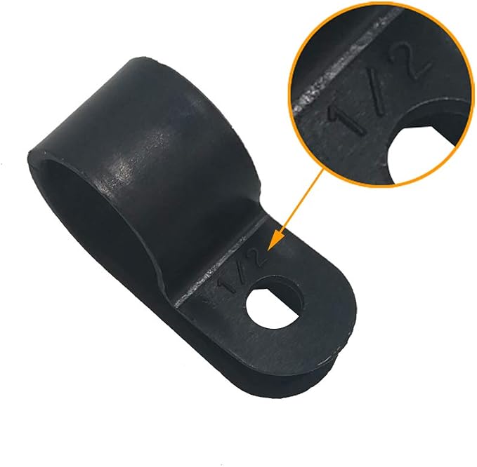 Cable Clamp R-Type Cable Clip Wire Clamp 1/2" Nylon Screw Mounting Cord Fastener Clips with Screws for Wire Management - 50 Pcs Cable Clamps + 50 Pcs Screws