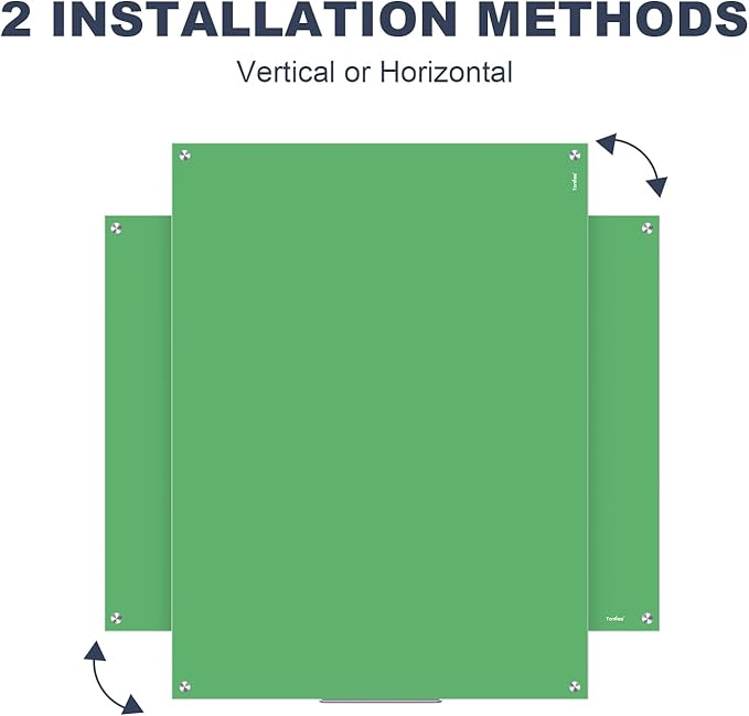 Glass Whiteboard, 48x36 Inches Magnetic Glass Dry Erase Board, Green Large White Board for Wall Office School Classroom Home, 4x3 Feet Big Dry Erase Board Wall Mounted