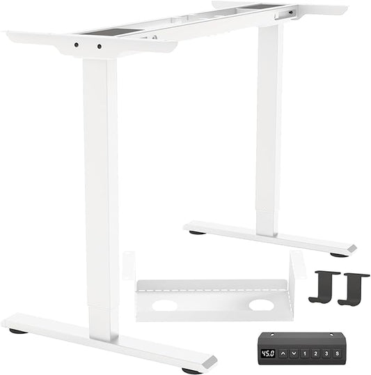 Dual Motor Standing Desk Frame, Electric Adjustable Legs, Workstation Desk Base, Sit stand desk frame, 3 Memory Height Settings, with Cable Management Tray, Headphone Hook