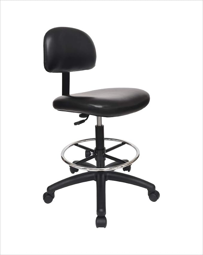 Tall Bench Height Task Chair for Labs, Exam Rooms, Doctor and Dentist Offices. Easy to Clean! 23"-33" Seat Ht. (Tall Bench Height, Black)
