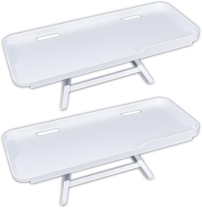 2-Pack Monitor Shelf with Anti-Slip Pad, TV Top Organizer Rack for Storage, Display Board with Accessory Shelf for LCD Monitor/Desk/TV