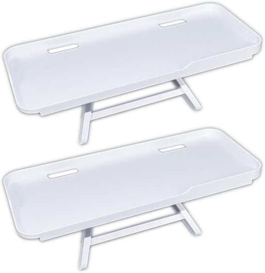 2-Pack Monitor Shelf with Anti-Slip Pad, TV Top Organizer Rack for Storage, Display Board with Accessory Shelf for LCD Monitor/Desk/TV
